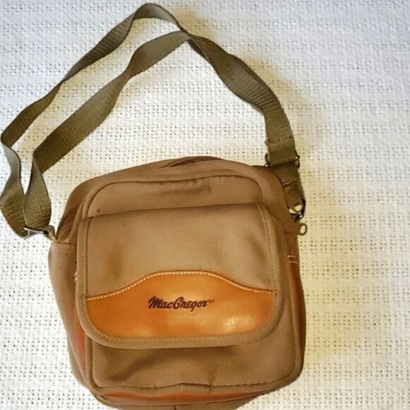 MacGregor Vintage Beige 2 Pocketed Zippered & Snap Carrying Shoulder Bag - Picture 1 of 8